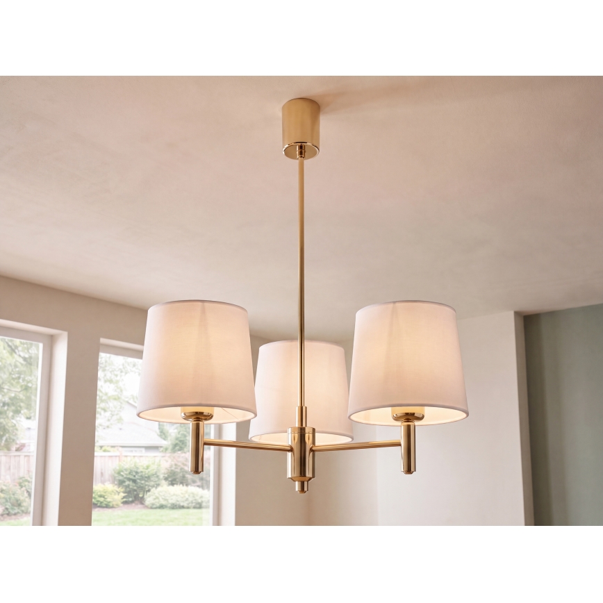 Brilagi - Stropný luster na tyči MONTE 3xE27/60W/230V krémová/zlatá