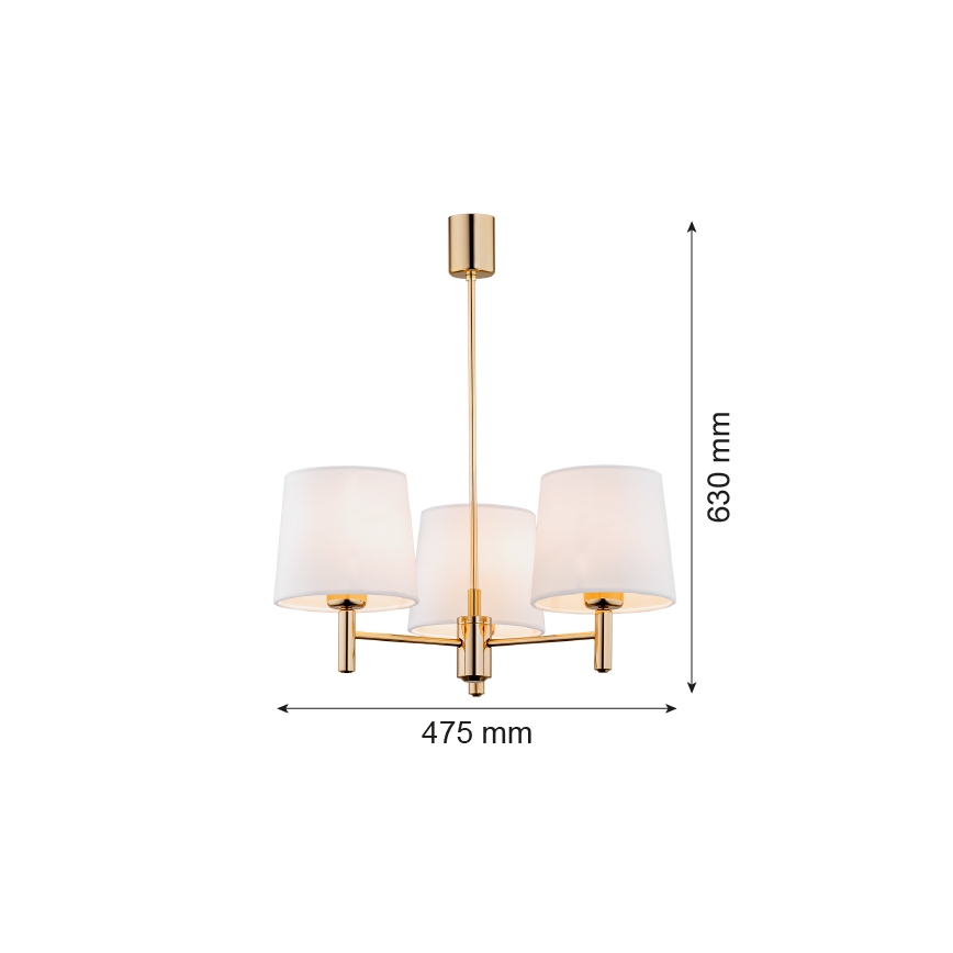 Brilagi - Stropný luster na tyči MONTE 3xE27/60W/230V krémová/zlatá