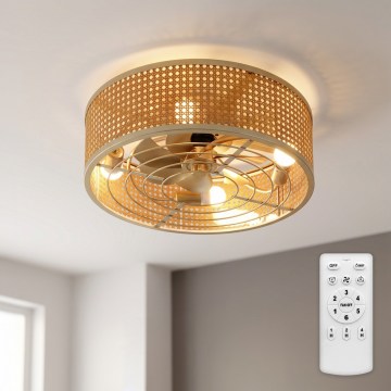 Brilagi - Stropný ventilátor 4xE27/40W/230V pr. 50 cm bambus + diaľkové ovládanie
