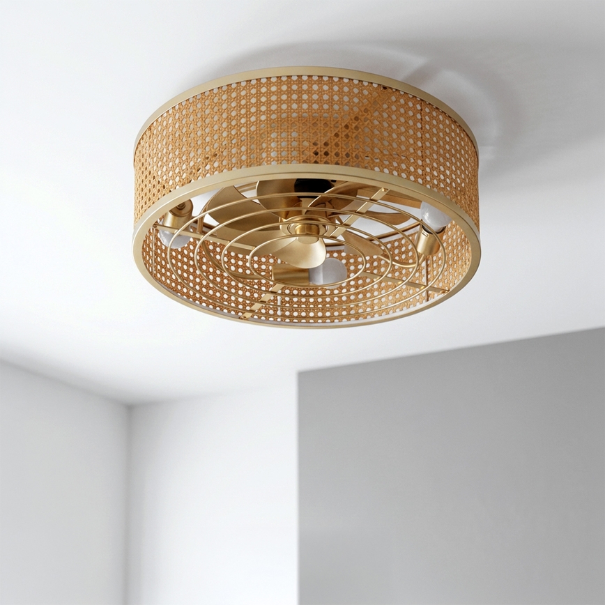 Brilagi - Stropný ventilátor 4xE27/40W/230V pr. 50 cm bambus + diaľkové ovládanie