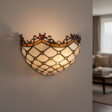 Brilagi - Tiffany vitrážné nástenné svietidlo slonovinové 1xE14/40W/230V