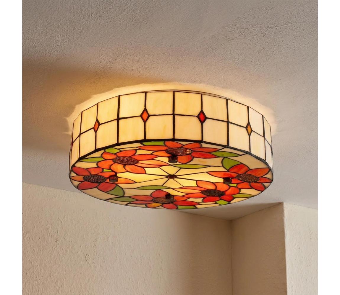 Brilagi - Tiffany vitrážné stropné svietidlo SUNFLOWER 3xE27/60W/230V priemer 40 cm BRC-8004A