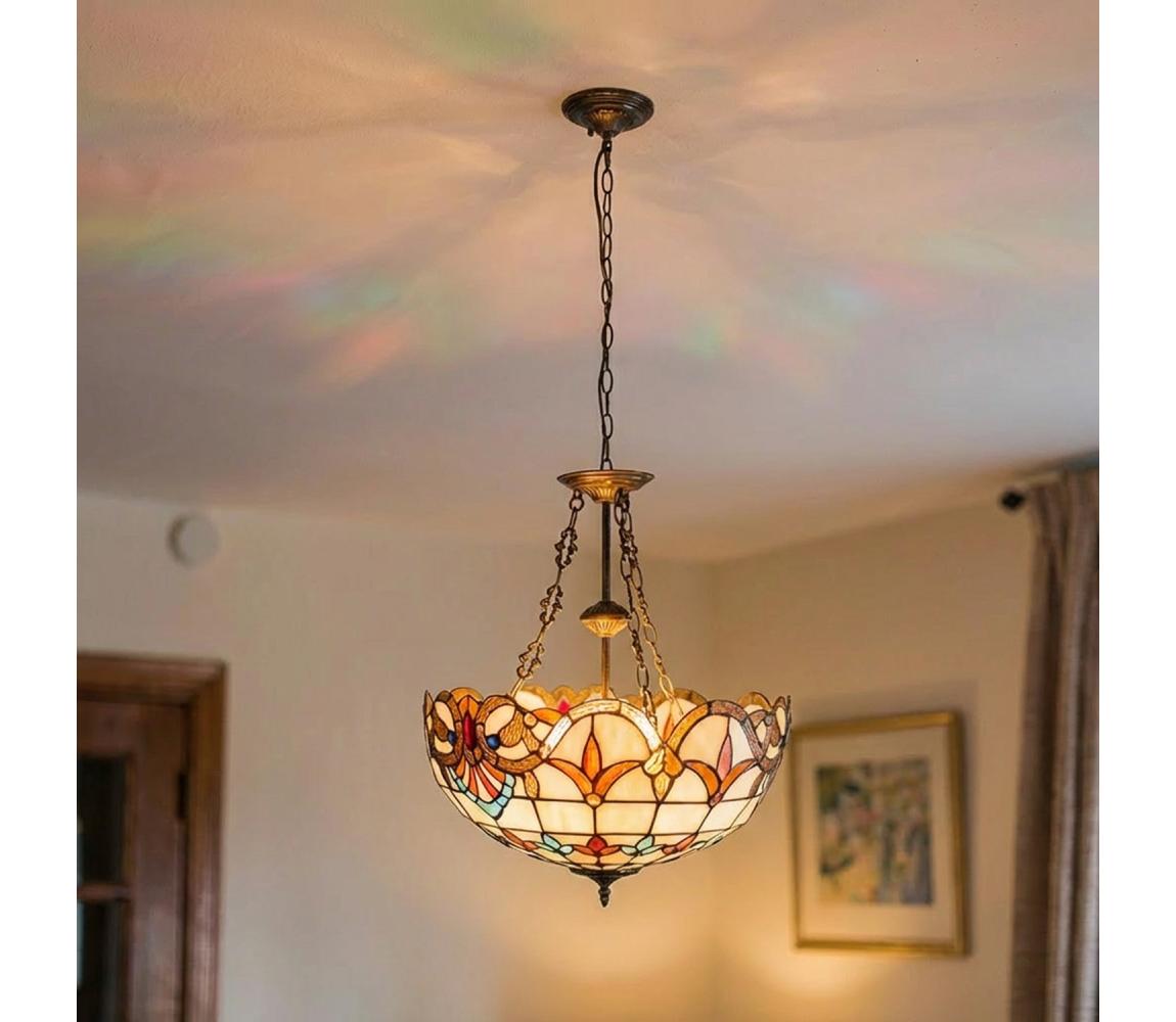 Brilagi - Tiffany vitrážny luster na reťazi MIRABELLA 3xE27/60W/230V priemer 50 cm BRP-12028B