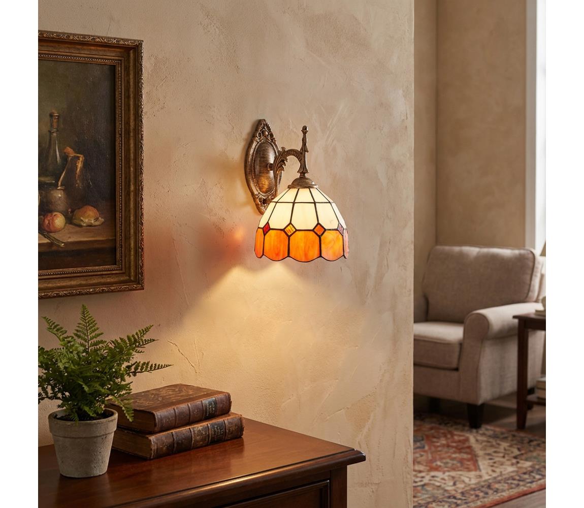 Brilagi - Tiffany vitrážová nástenná lampa SIENNA 1xE14/40W/230V BRW-8008A