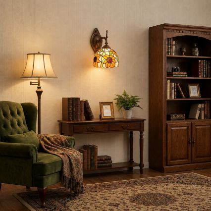 Brilagi - Tiffany vitrážová nástenná lampa SUNFLOWER 1xE14/40W/230V
