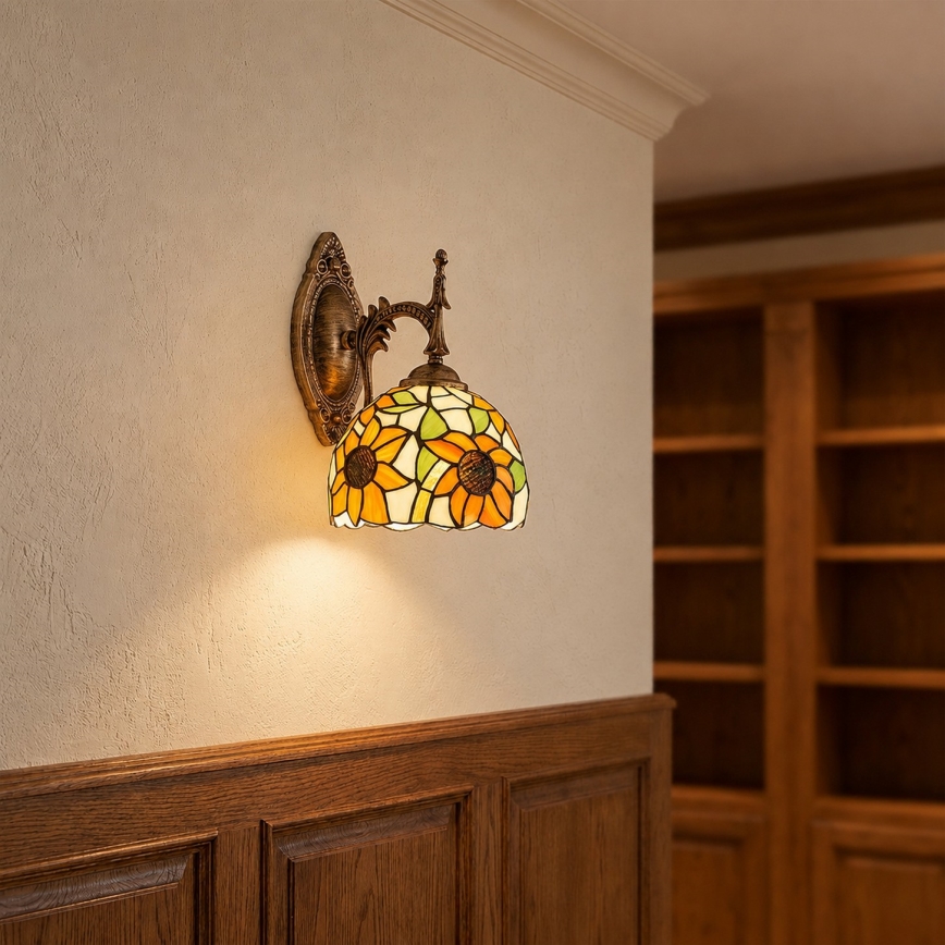 Brilagi - Tiffany vitrážová nástenná lampa SUNFLOWER 1xE14/40W/230V