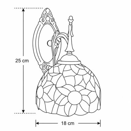 Brilagi - Tiffany vitrážová nástenná lampa SUNFLOWER 1xE14/40W/230V