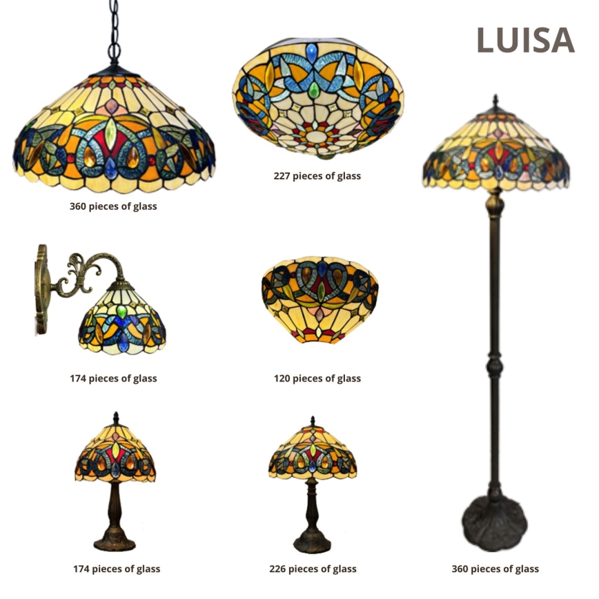 Brilagi - Tiffany vitrážová stojacia lampa LUISA 2xE27/60W/230V