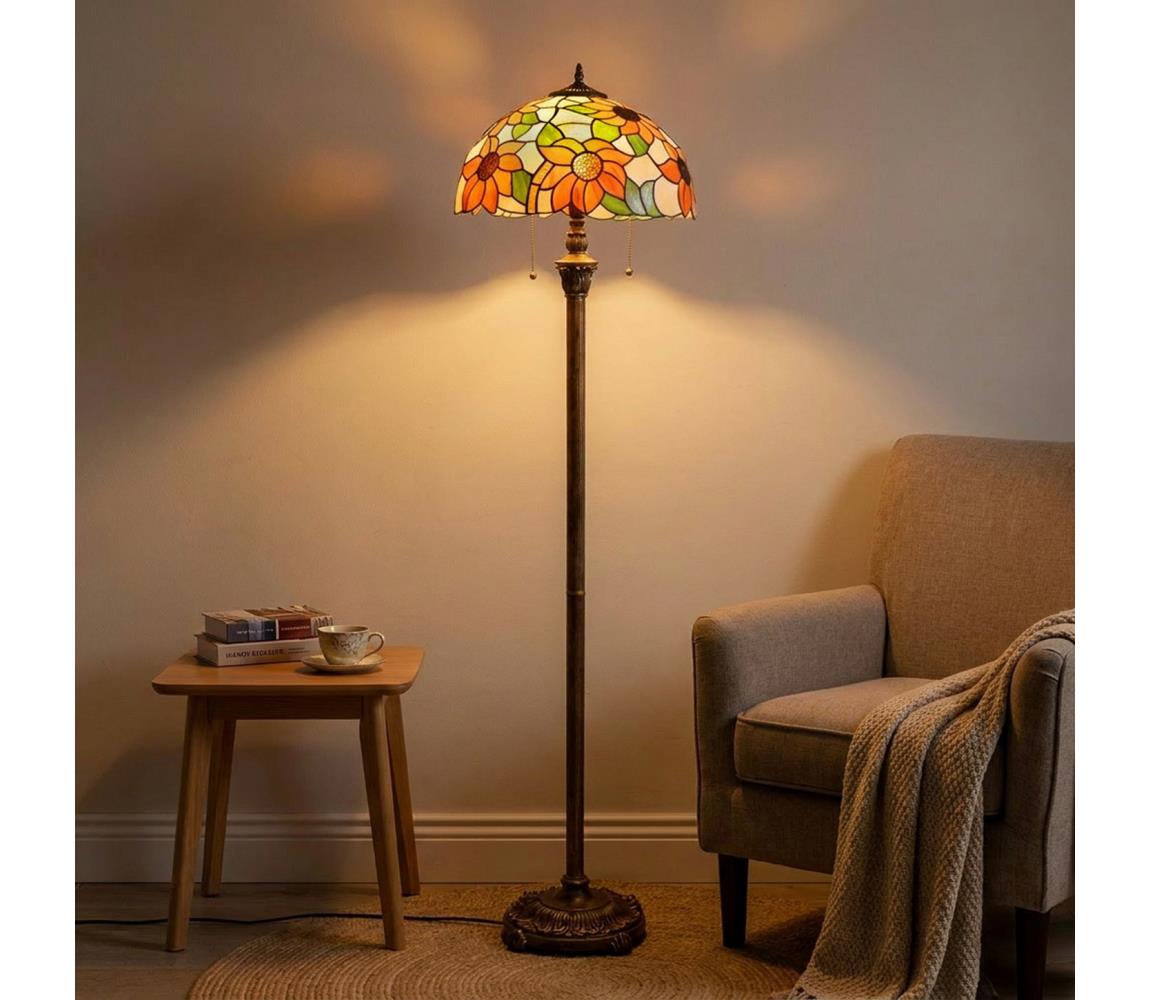 Brilagi - Tiffany vitražová stojacia lampa SUNFLOWER 2xE27/60W/230V BRF-8004