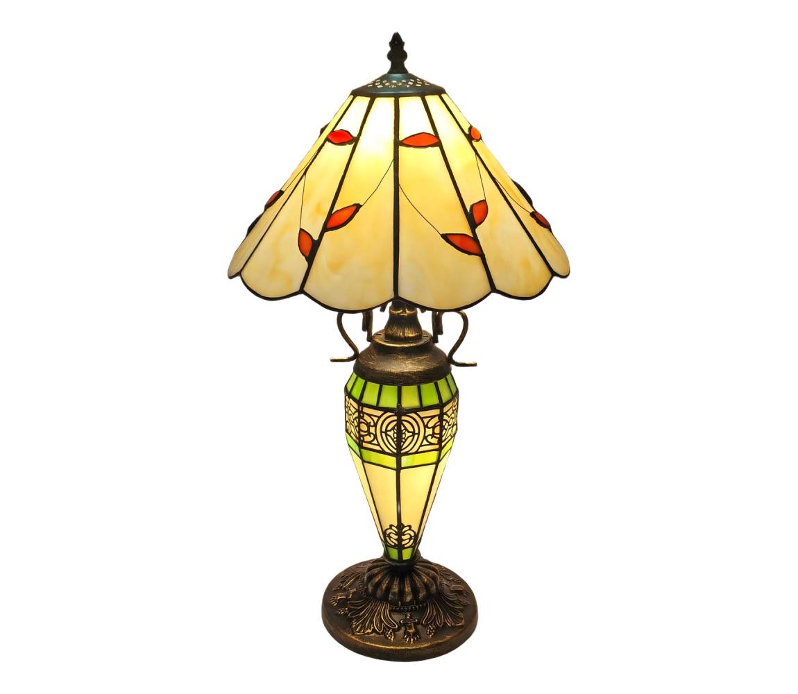Brilagi - Tiffany vitrážová stolná lampa FOLIA 1xE27/60W/230V + 1xE14/40W BRT-B015E