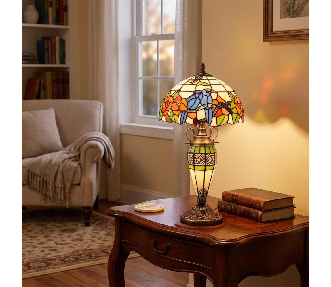Brilagi - Tiffany vitrážová stolná lampa JUNGLE 1xE27/60W/230V + 1xE14/40W BRT-12003E
