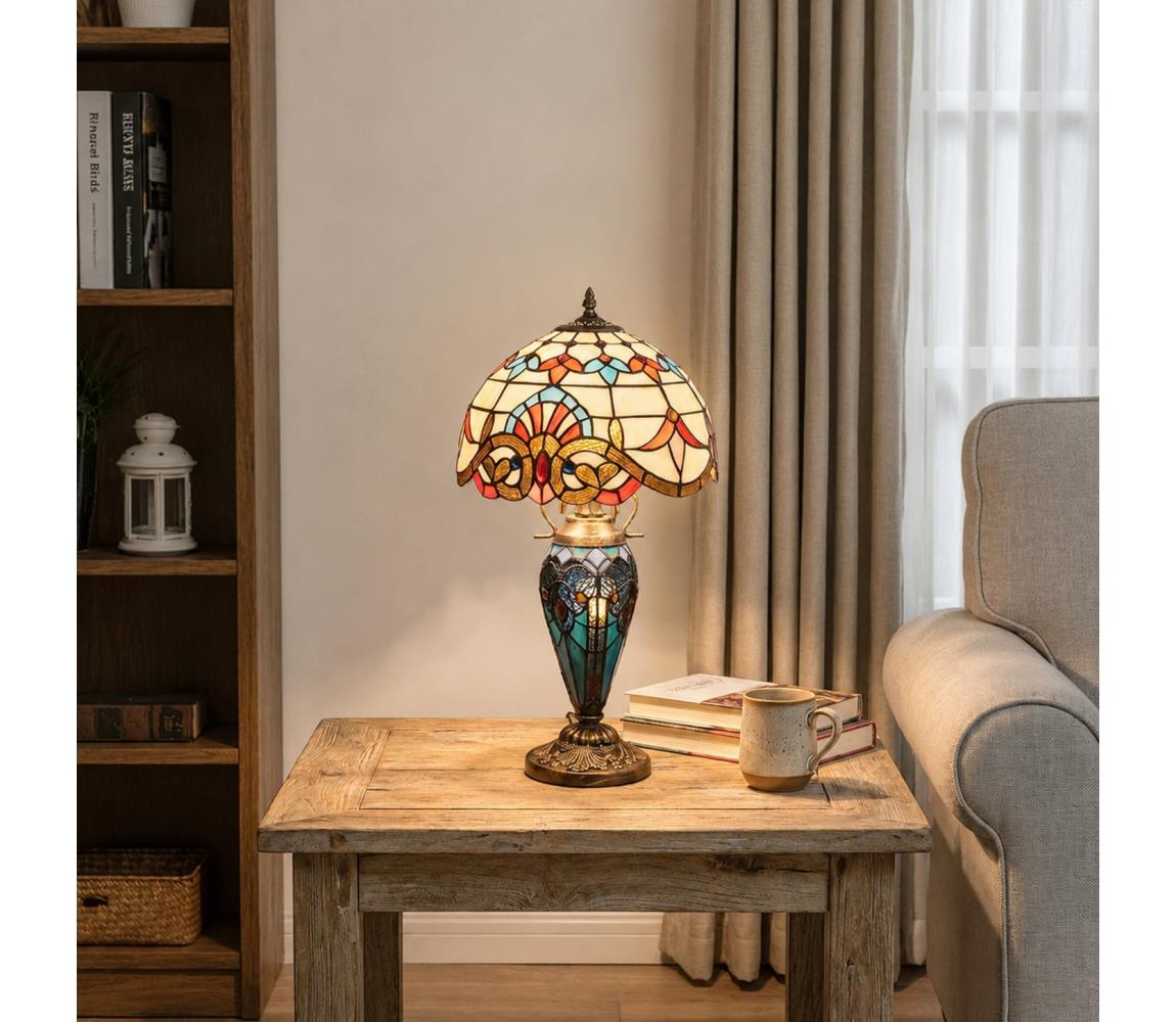 Brilagi - Tiffany vitrážová stolná lampa MIRABELLA 1xE27/60W/230V + 1xE14/40W BRT-12028F