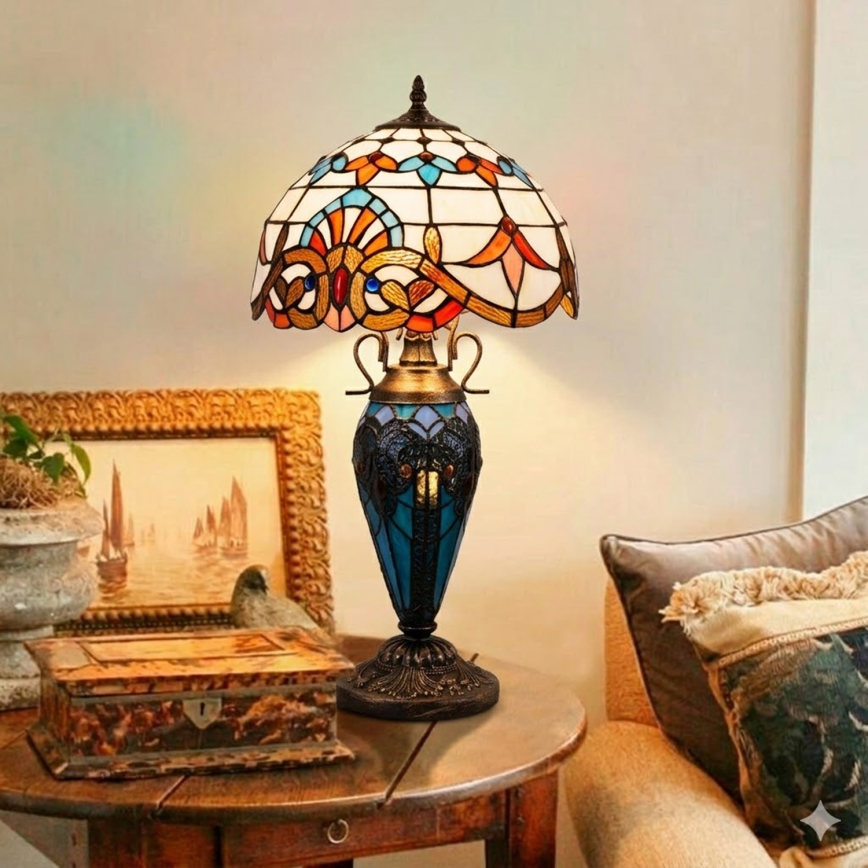 Brilagi - Tiffany vitrážová stolná lampa MIRABELLA 1xE27/60W/230V + 1xE14/40W