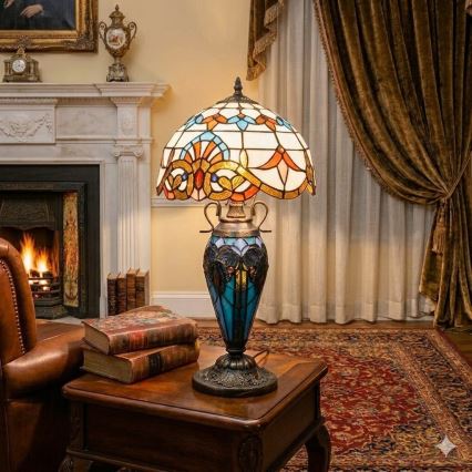 Brilagi - Tiffany vitrážová stolná lampa MIRABELLA 1xE27/60W/230V + 1xE14/40W