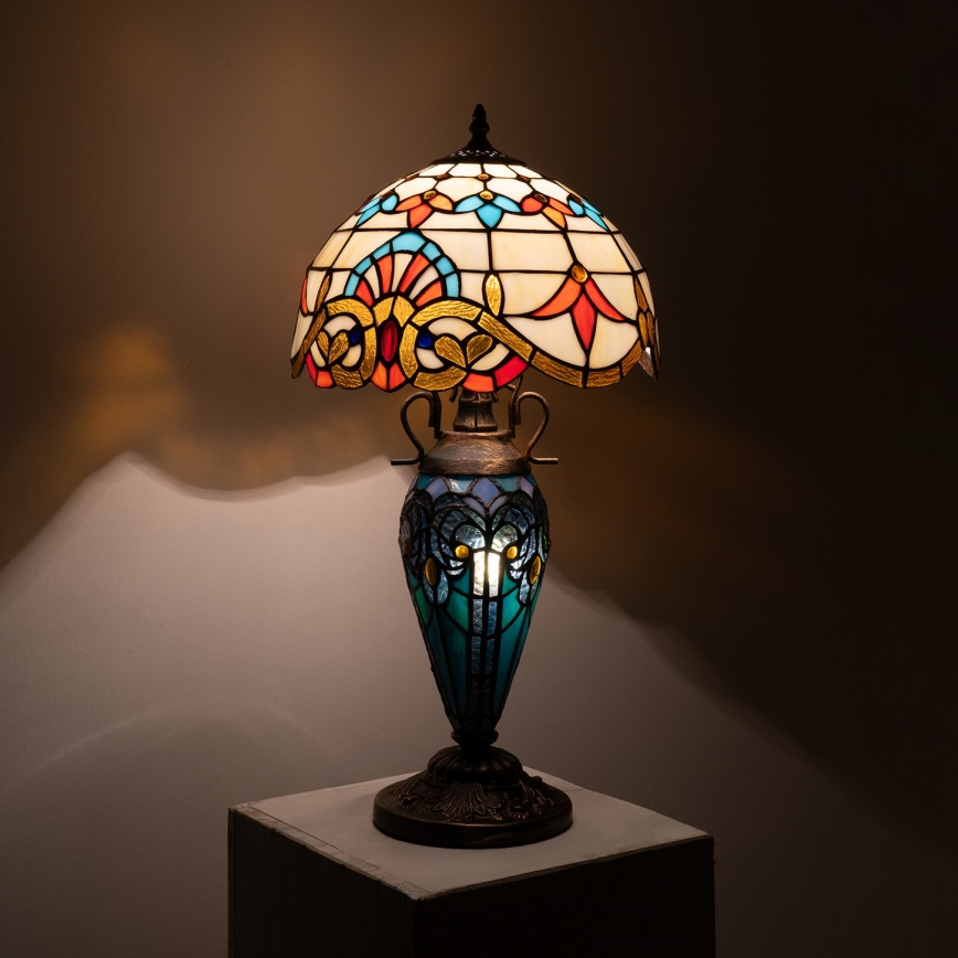 Brilagi - Tiffany vitrážová stolná lampa MIRABELLA 1xE27/60W/230V + 1xE14/40W