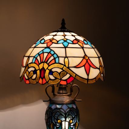 Brilagi - Tiffany vitrážová stolná lampa MIRABELLA 1xE27/60W/230V + 1xE14/40W