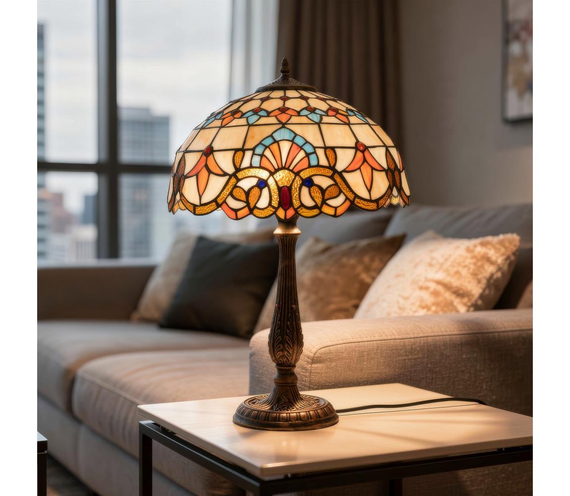 Brilagi - Tiffany vitrážová stolná lampa MIRABELLA 2xE27/60W/230V BRT-12028C