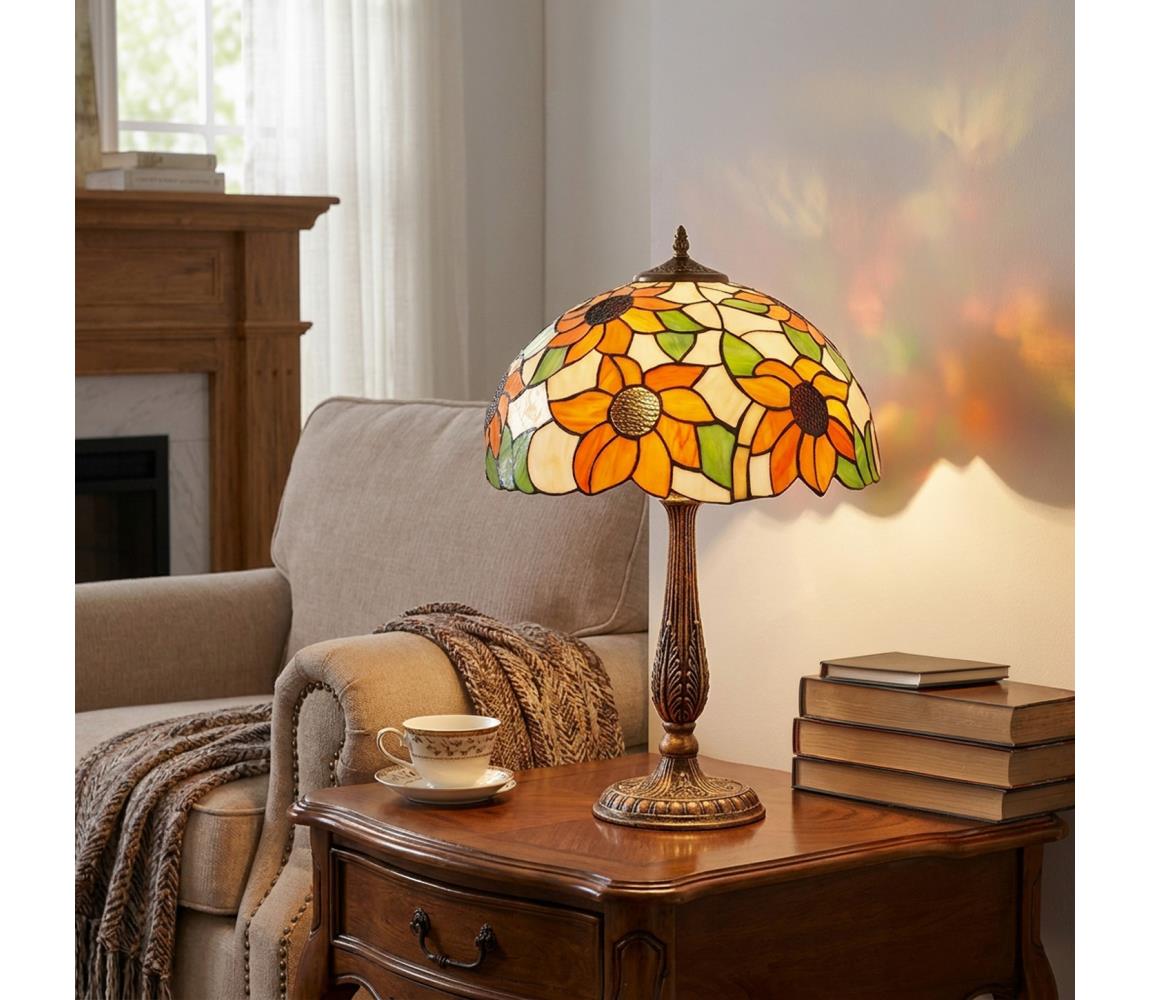 Brilagi - Tiffany vitrážová stolná lampa SUNFLOWER 2xE27/60W/230V BRT-8004C