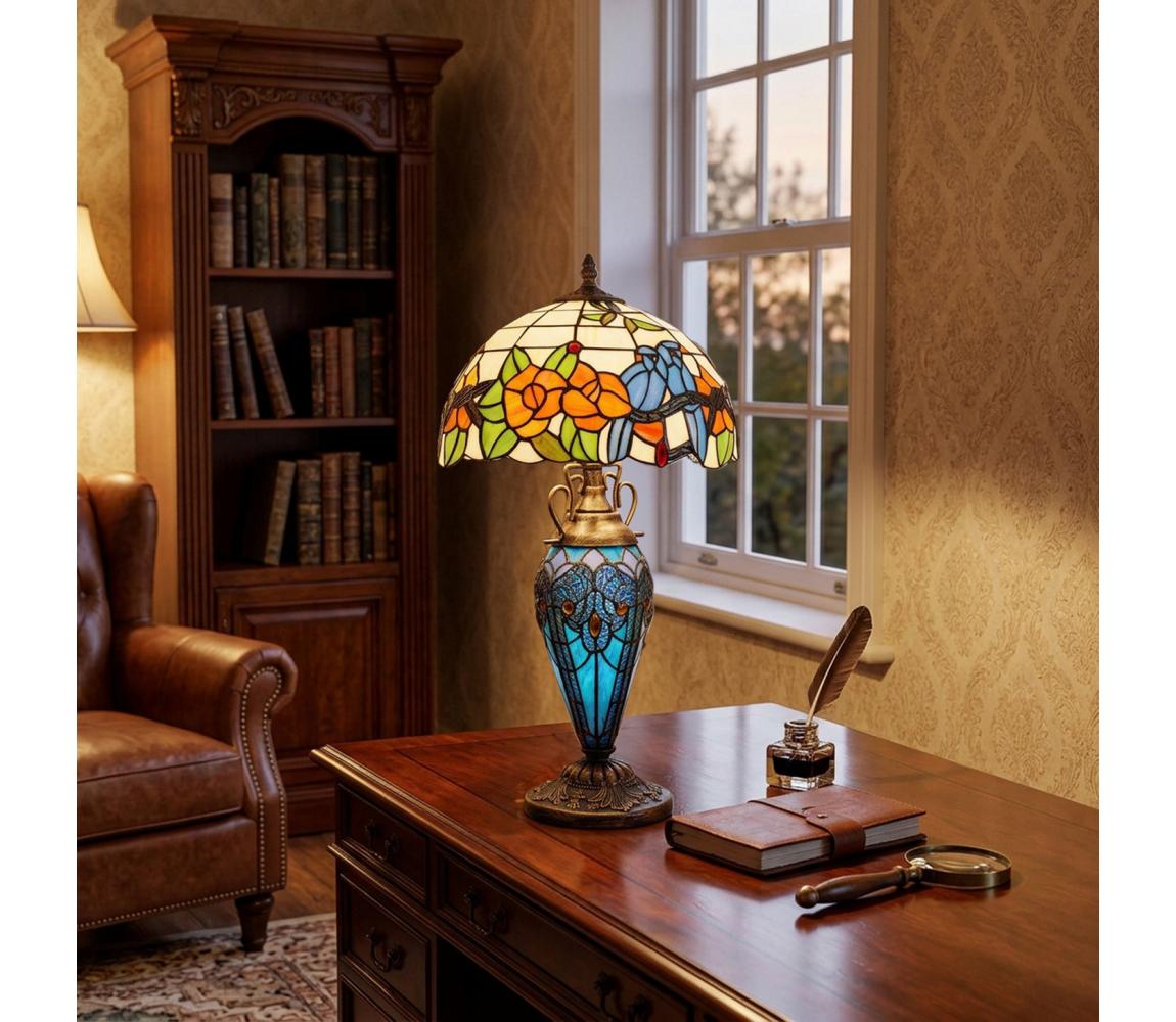 Brilagi - Tiffany vitrážová stolová lampa JUNGLE 1xE27/60W/230V + 1xE14/40W BRT-12003F