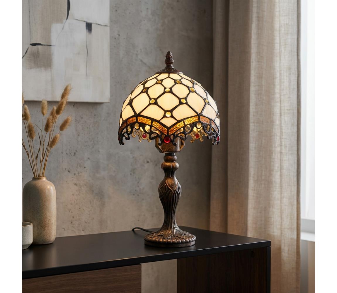 Brilagi - Tiffany vitrážová stolová lampa SLONOVINOVÁ 1xE27/60W/230V BRT-12016A