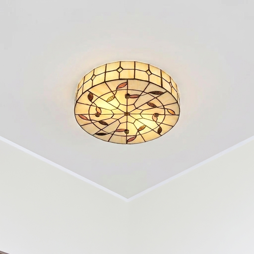 BRILAGI - Tiffany vitražové stropné svietidlo FOLIA 2xE27/60W/230V priemer 40 cm