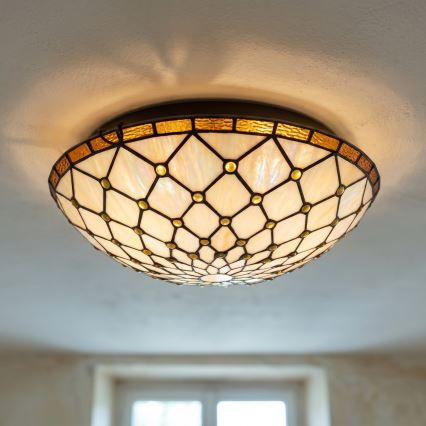 BRILAGI - Tiffany vitrážové stropné svietidlo IVORY 2xE27/60W/230V pr. 40 cm