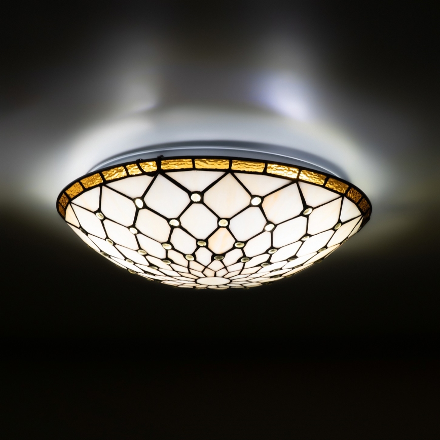 BRILAGI - Tiffany vitrážové stropné svietidlo IVORY 2xE27/60W/230V pr. 40 cm