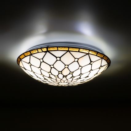 Brilagi - Tiffany vitražové stropné svietidlo IVORY 2xE27/60W/230V, priemer 40 cm