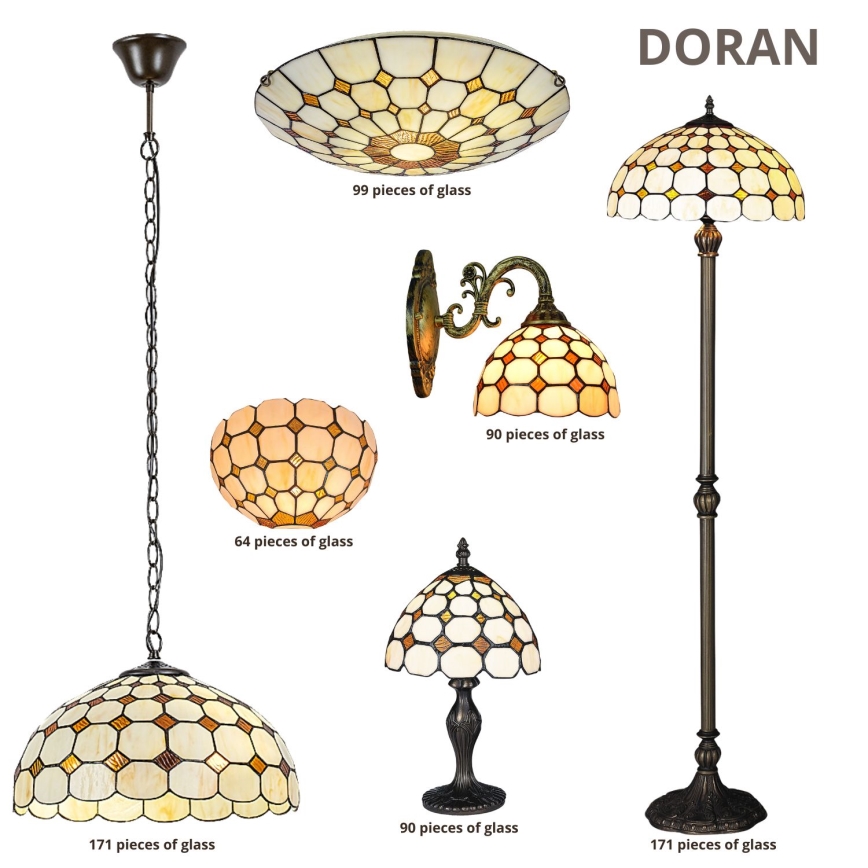 Brilagi - Tiffany vitrážový luster na reťazi DORAN 2xE27/60W/230V