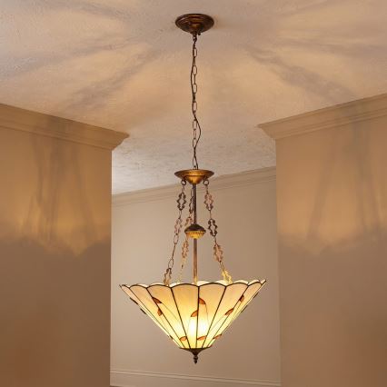 Brilagi - Tiffany vitrážový luster na reťazi FOLIA 3xE27/60W/230V priemer 50 cm