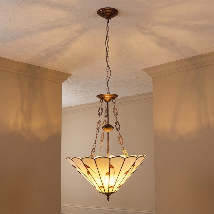 Brilagi - Tiffany vitrážový luster na reťazi FOLIA 3xE27/60W/230V priemer 50 cm