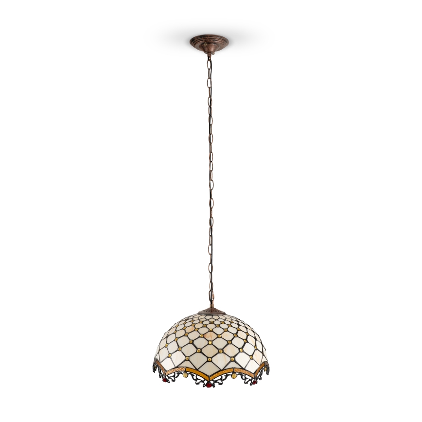 BRILAGI - Tiffany vitrážový luster na reťazi IVORY 1xE27/60W/230V pr. 40 cm