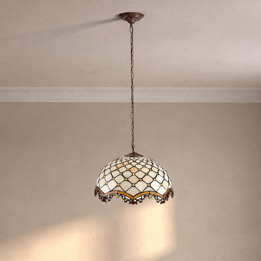 BRILAGI - Tiffany vitrážový luster na reťazi IVORY 1xE27/60W/230V pr. 40 cm