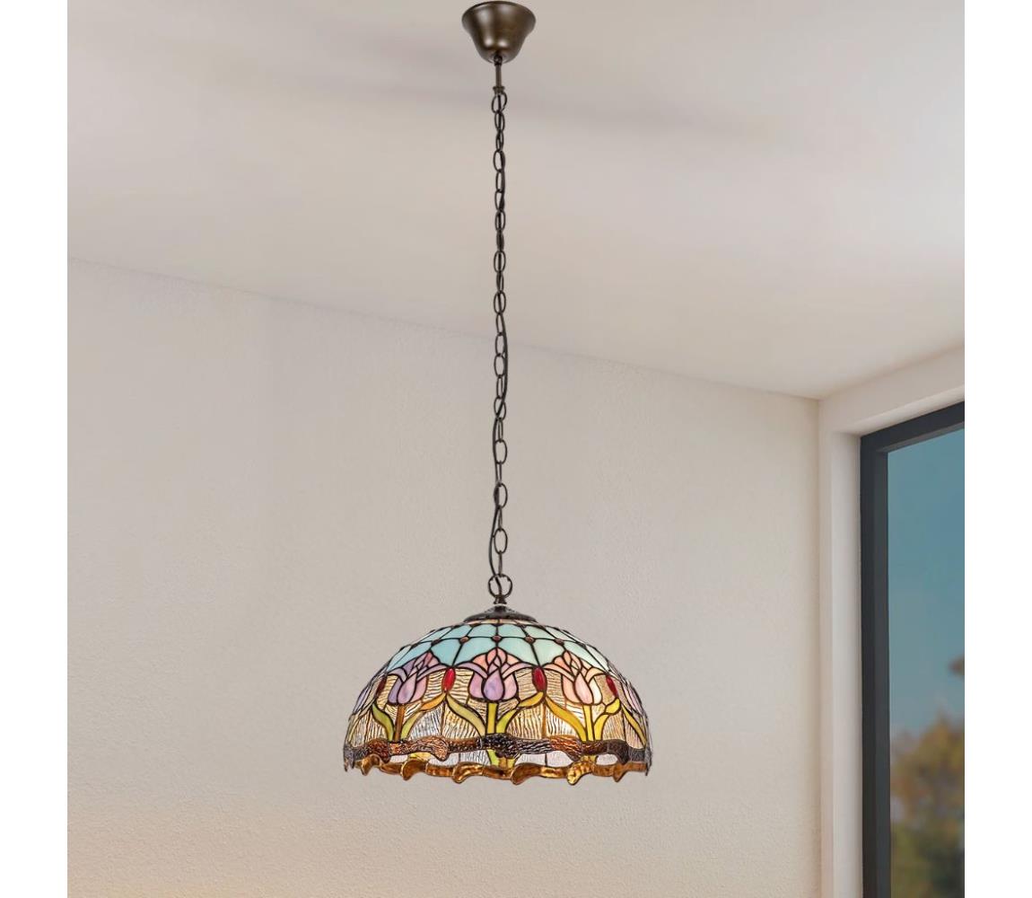 Brilagi - Tiffany vitrážový luster na reťazi LORAS 2xE27/60W/230V 63007