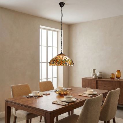Brilagi - Tiffany vitrážový luster na reťazi LUISA 2xE27/60W/230V