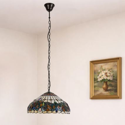 Brilagi - Tiffany vitrážový luster na reťazi LUISA 2xE27/60W/230V