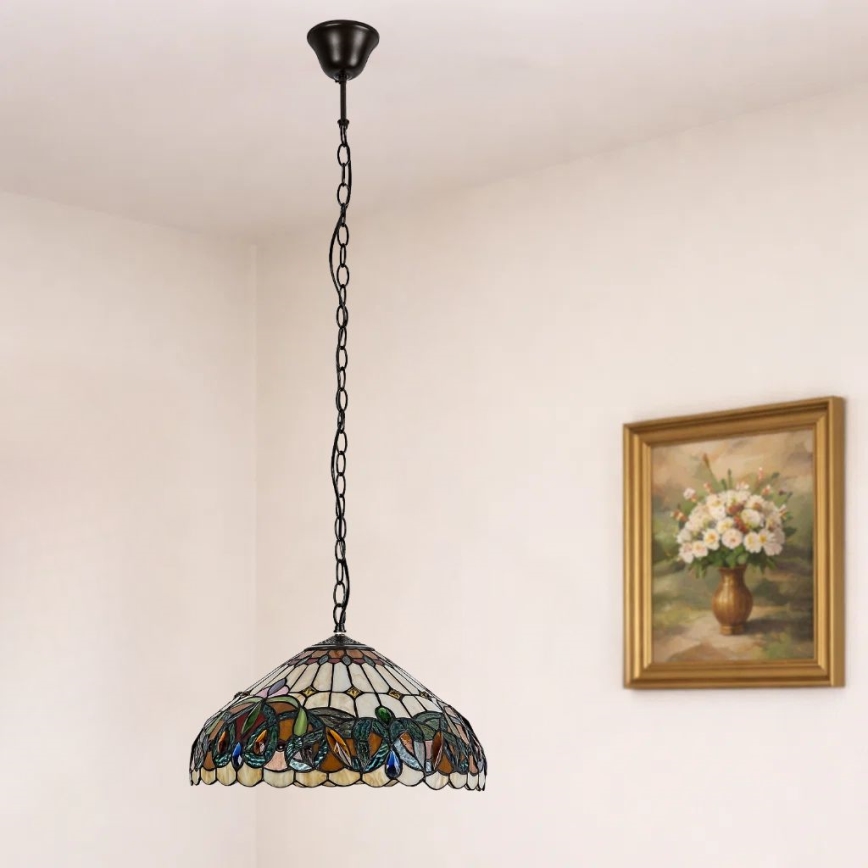 Brilagi - Tiffany vitrážový luster na reťazi LUISA 2xE27/60W/230V