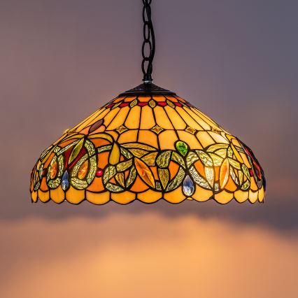 Brilagi - Tiffany vitrážový luster na reťazi LUISA 2xE27/60W/230V