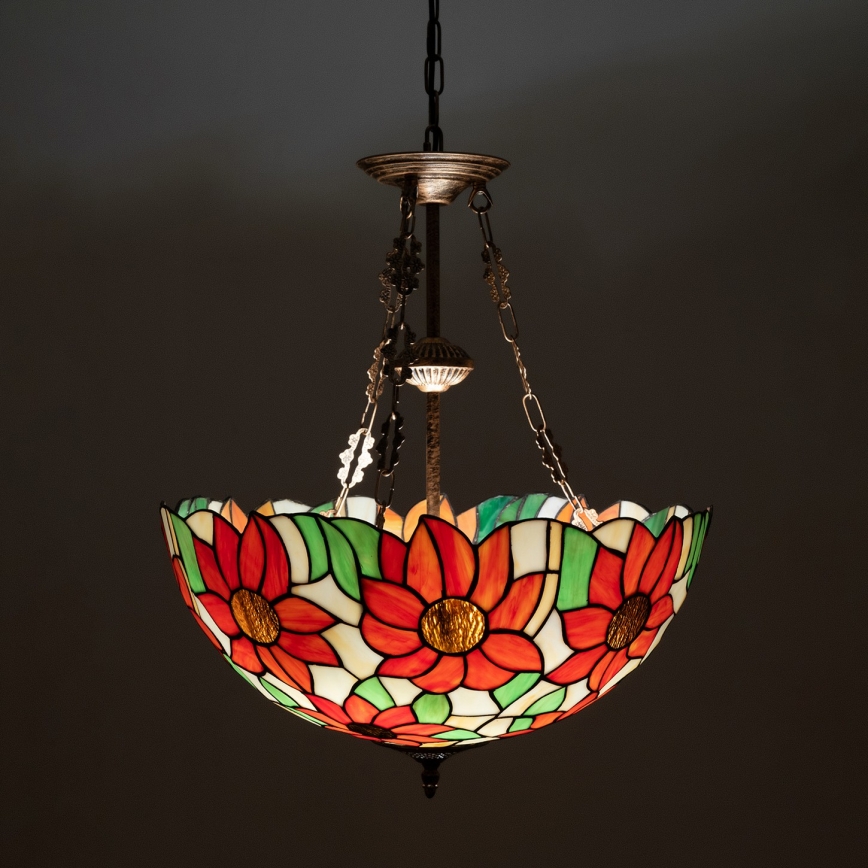 Brilagi - Tiffany vitrážový luster na reťazi SUNFLOWER 3xE27/60W/230V pr. 50 cm