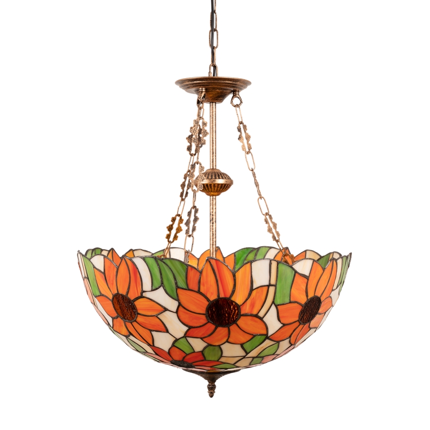 Brilagi - Tiffany vitrážový luster na reťazi SUNFLOWER 3xE27/60W/230V pr. 50 cm