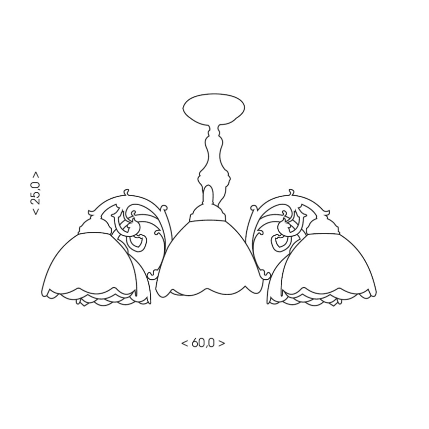 Brilagi - Tiffany vitrážový prisadený luster MIRABELLA 3xE27/60W/230V priemer 60 cm