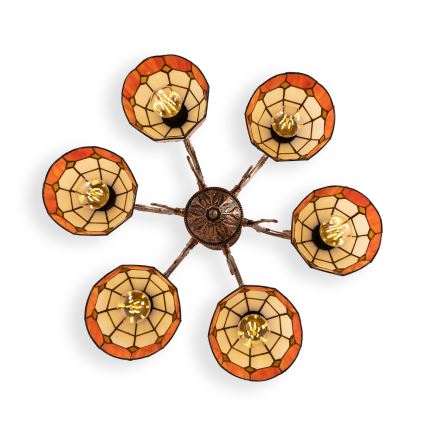 Brilagi - Tiffany vitražový prisadený luster SIENNA 6xE27/60W/230V pr. 60 cm