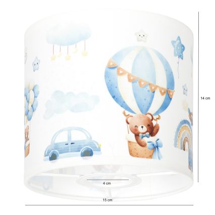 BRILAGI - Univerzálne tienidlo BOBO E27 pr. 15 cm biela/modrá/medvedíky