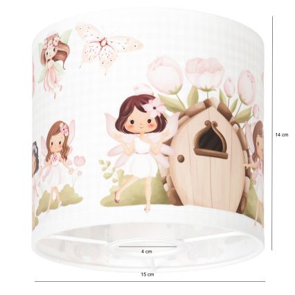 BRILAGI - Univerzálne tienidlo BOBO E27 pr. 15 cm biela/ružová/víly