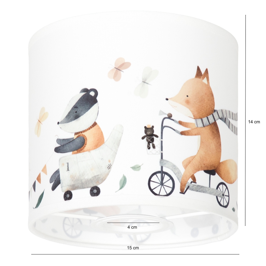 BRILAGI - Univerzálne tienidlo BOBO E27, priemer 15 cm, biela/so zvieratkami