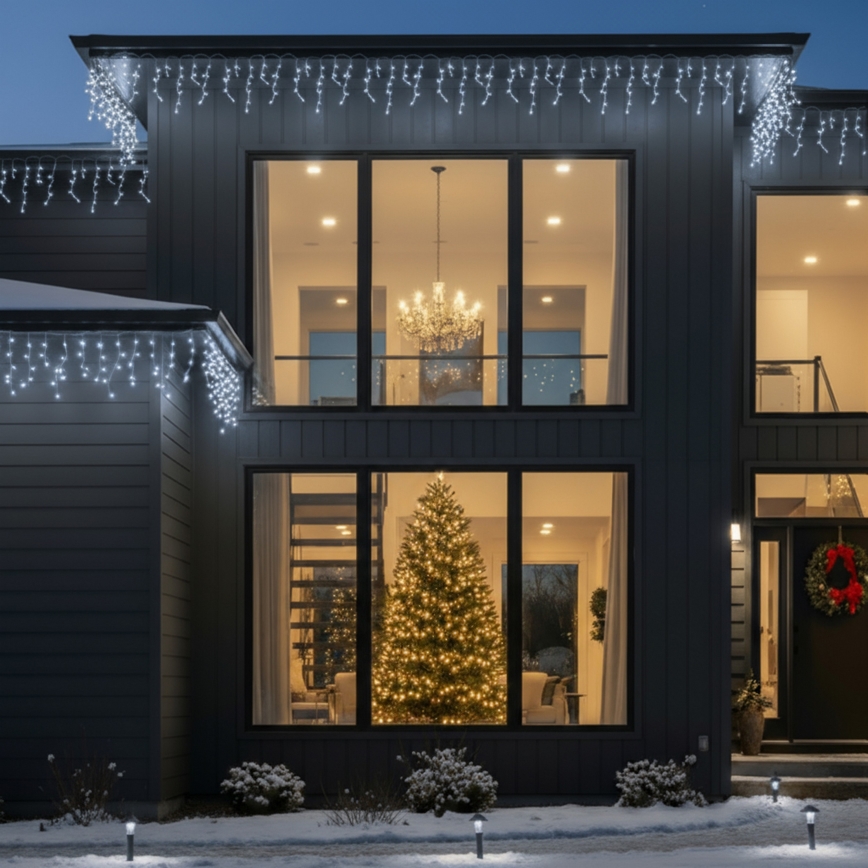 Brilagi - vonkajšia LED svetelná reťaz 200×LED, 8 funkcií, 13 m, IP44, studená biela, cencúle