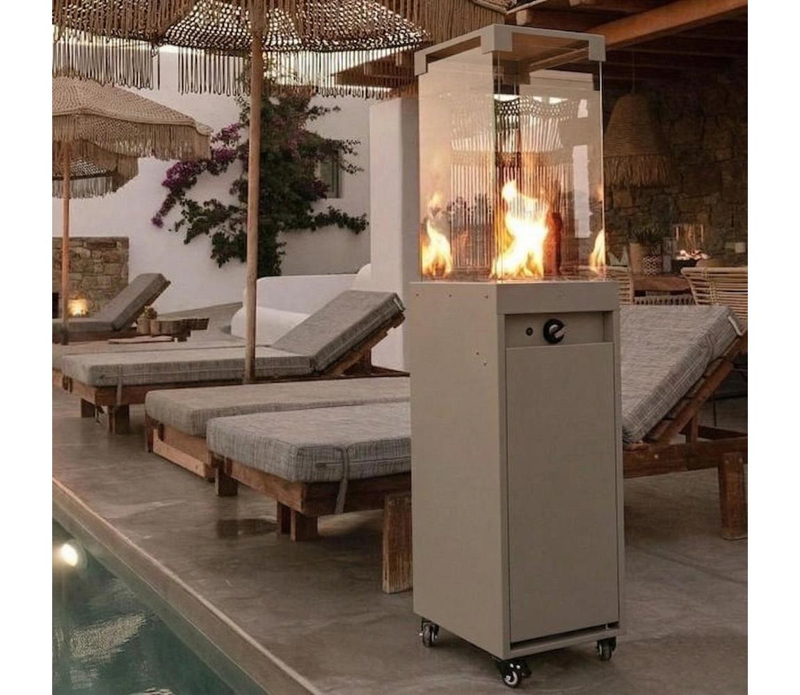 Brilagi -Vonkajší plynový krb FLARO GAS 142x36 cm 8kW 1xAAA béžový+ochranný kryt GO FLARO RAL 1019 + BG
