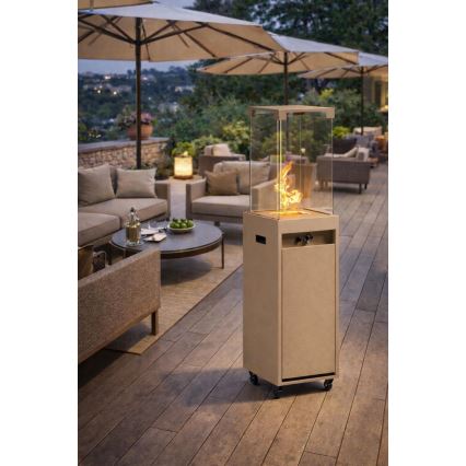 Brilagi - Vonkajší plynový krb FLARO GAS 142x36 cm 8kW 1xAAA béžový + ochranný kryt