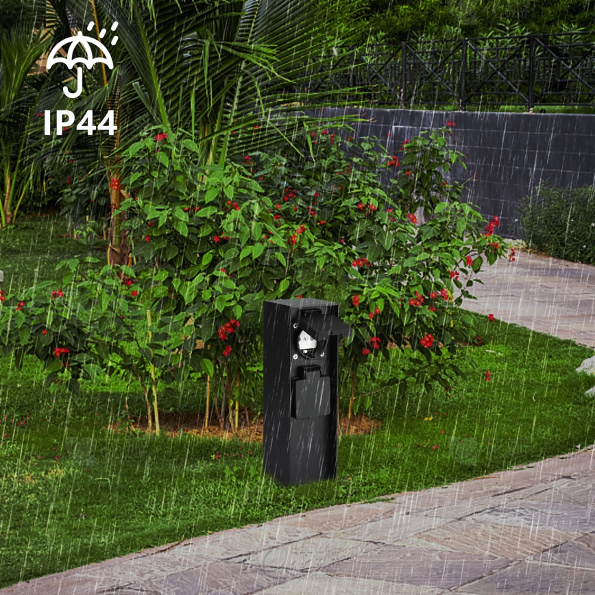 Brilagi - Vonkajší stĺpik so zásuvkami PILLAR 2Z SCHUKO 230V IP44 čierny