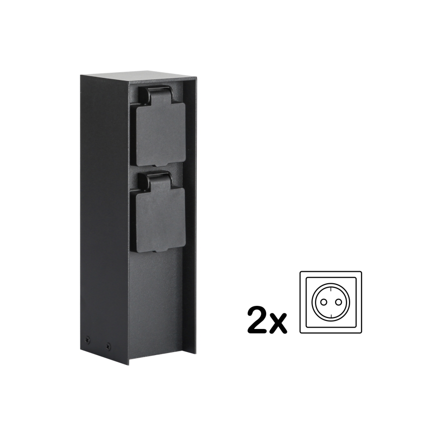 Brilagi - Vonkajší stĺpik so zásuvkami PILLAR 2Z SCHUKO 230V IP44 čierny
